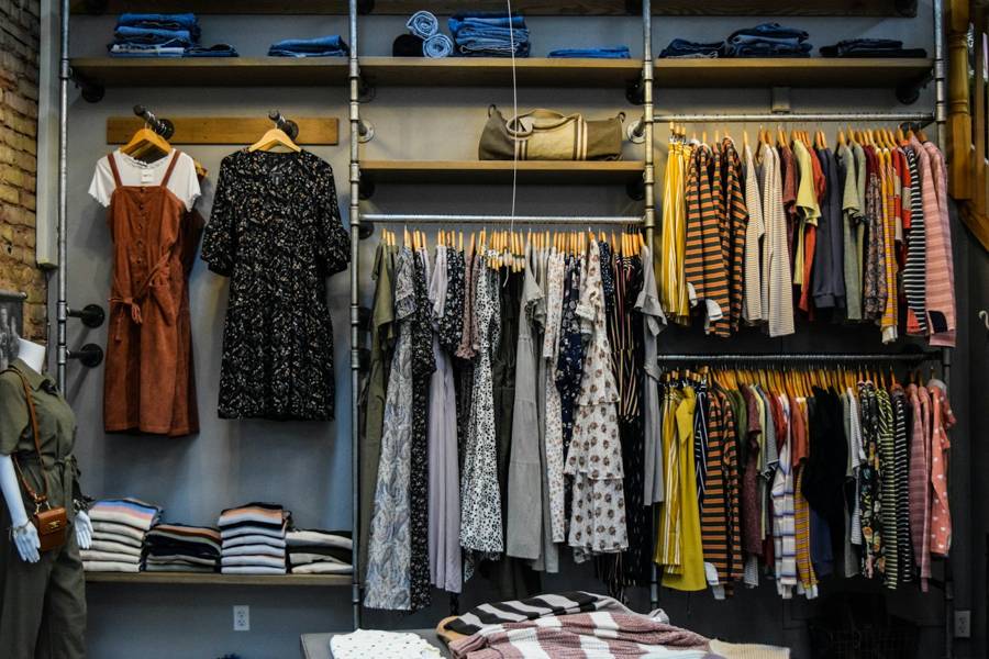 Clothing rails in a boutique